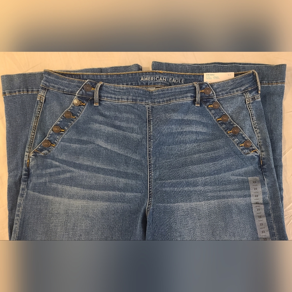 American Eagle High rise Sailor style Wide leg jean *Plus size*